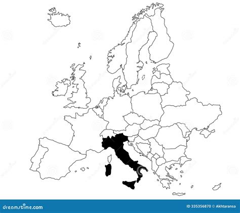 Map of Italy Country in Europe Continent on White Background. Single ...