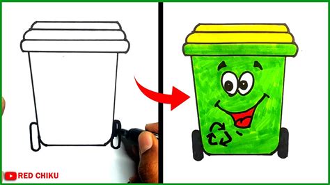 How To Draw Trash Can For Kids || Dust bin Drawing Easy || Recycle bin ...
