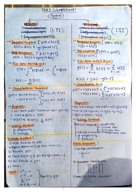 Signal system U2 cheatsheet - Unit 2 (cheatsheet) System COSSD ) (TI(C ...