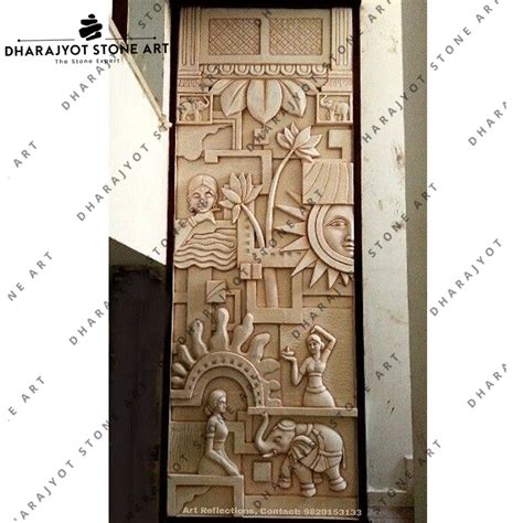 Yellow Sandstone Carving Decorative Mural For Wall – Dharajyot Stone Art
