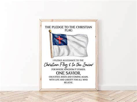 Pledge to the Christian Flag Allegiance Christian Classroom Decor ...