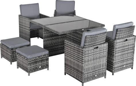 Outsunny 8 Seater Rattan Cube Garden Furniture Set, India | Ubuy