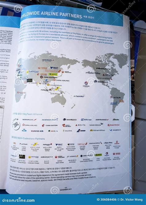 Korean Airlines Onboard Information Booklet Page Editorial Photo ...