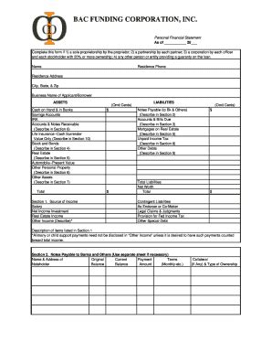 Image result for Blank PFS Form