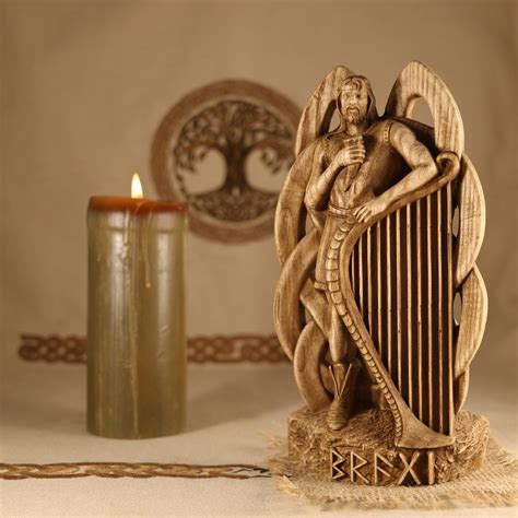 Norse Gods Bragi Odin Statue Norse Pagan Valhalla Wooden - Etsy