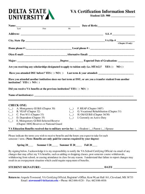 Fillable Online www.shc.eduwp-contentuploadsVA Certification Request ...