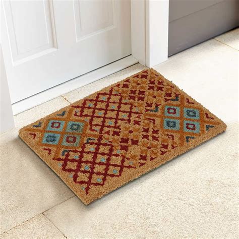 HOKIPO Natural Coconut Coir Printed Doormat for Home Entrance, 40 x 60 ...
