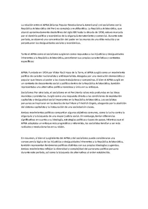 La relación entre el APRA - La relación entre el APRA (Alianza Popular ...
