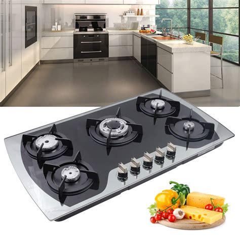 Buy Cooker, LPG/NG COOKTOP Built-in 5 Burner Stove Hob Cooktop Tempered ...