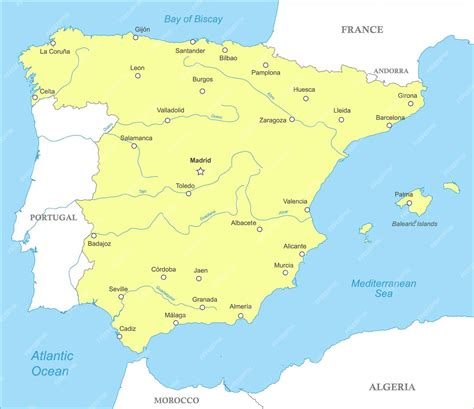Premium Vector | Political map of spain with national borders