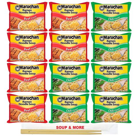Buy Maruchan Ramen Instant Soup Noodles Packs 12 Count - 6 Chili , 6 ...