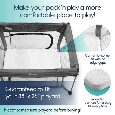 hiccapop Pack and Play Mattress Pad for (38"x26"x1.5"), Playpen Pad ...