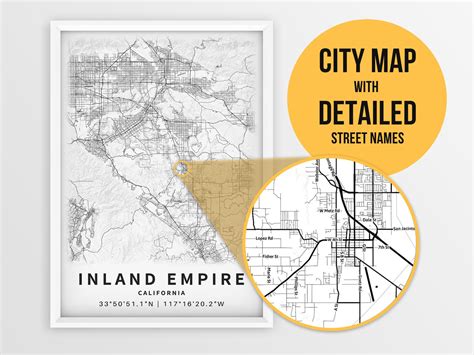 Printable Map of Inland Empire California CA United States | Etsy