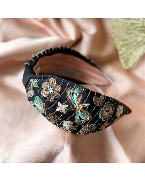 Charlotte Black Hand Embellished Headband/Hairband – Joey & Pooh