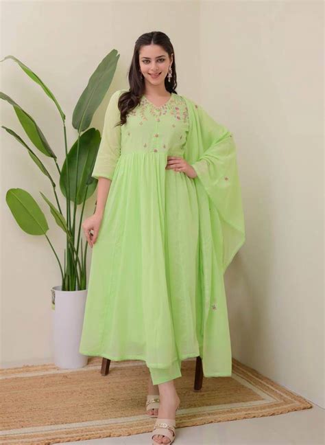 Pure mul cotton A-line three piece suit set – Eraya