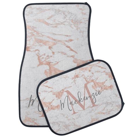 Stylish Rose Gold Foil Marble Monogram Car Floor Mat | Zazzle | Rose ...