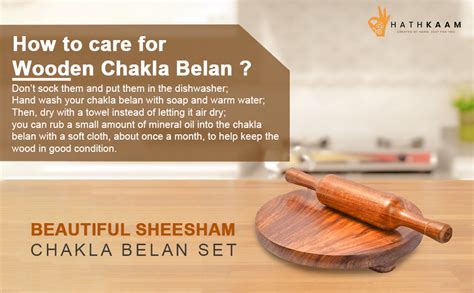Buy Hathkaam 3 Pcs Set of Wooden Chakla Belan for Kitchen, Indian ...