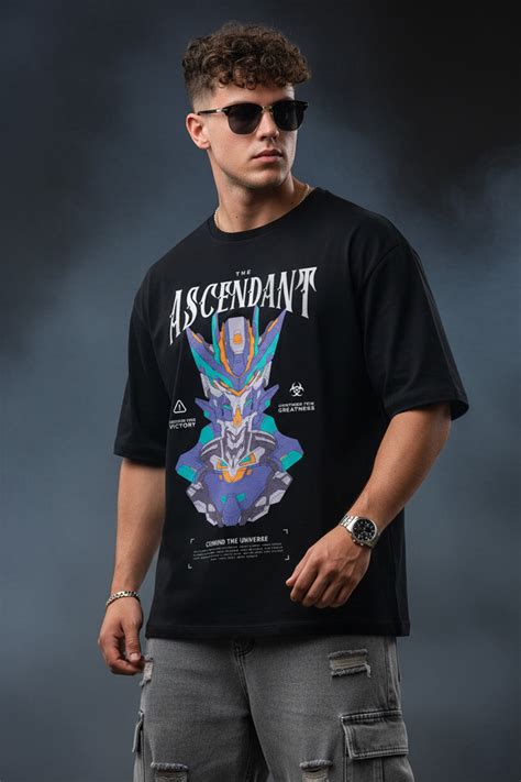 Ascendant Black Oversized Graphic Printed T-shirt – Veirdo