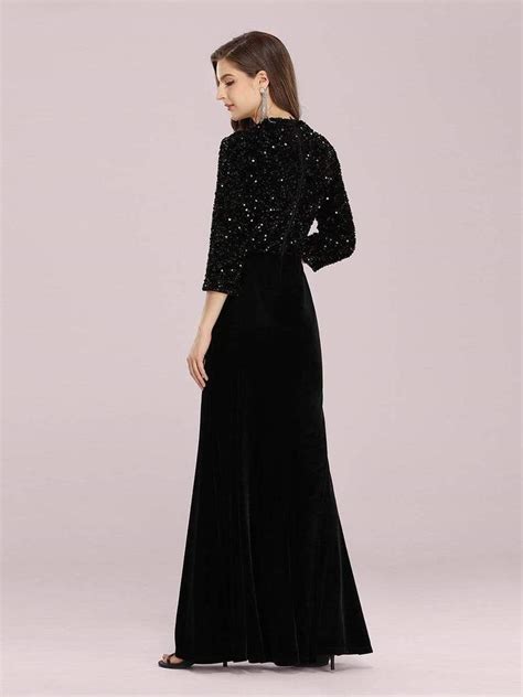 Black Sequins Fishtail Evening Gown – ShObO