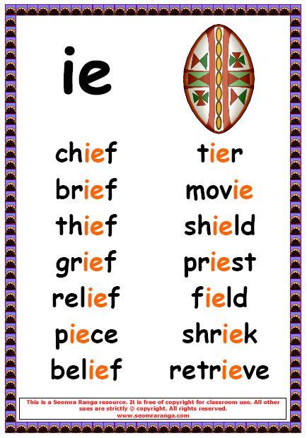 ie Words | Phonics posters, Phonics words, English phonics
