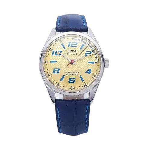 Buy HMT Pilot India 17 Jewels Mechanical Hand Winding Gold Dial Wrist ...