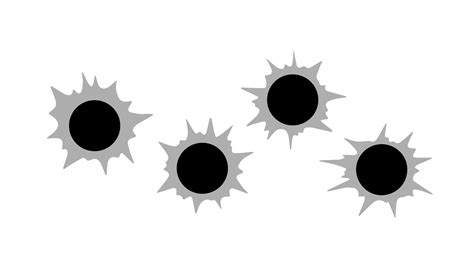 Bullet holes. Torn of gunshot hitting the wall. Template of shooting ...