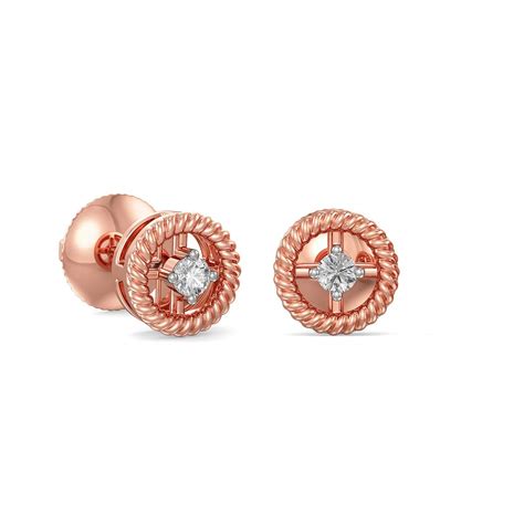 Buy Joyalukkas 18k (750) Rose Gold and Diamond Stud Earrings for Girls ...