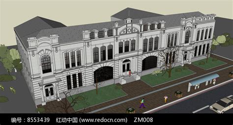 欧式建筑SU模型图片下载_红动中国
