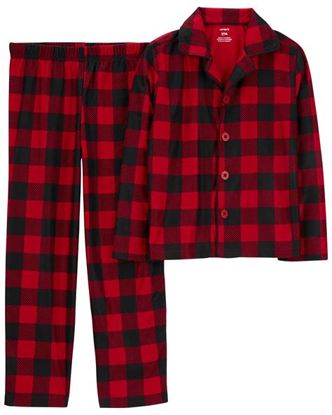 Kid 2-Piece Buffalo Check Fleece Coat-Style Pajamas - Carter's | Carter's