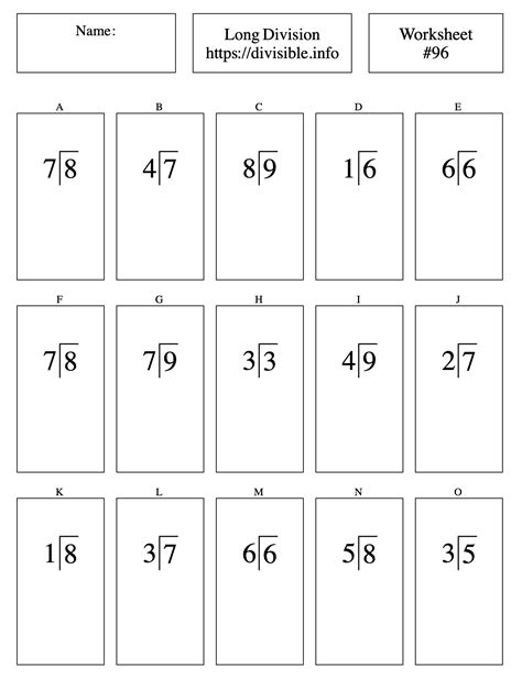 1-Digit divided by 1-Digit Long Division Worksheet #96