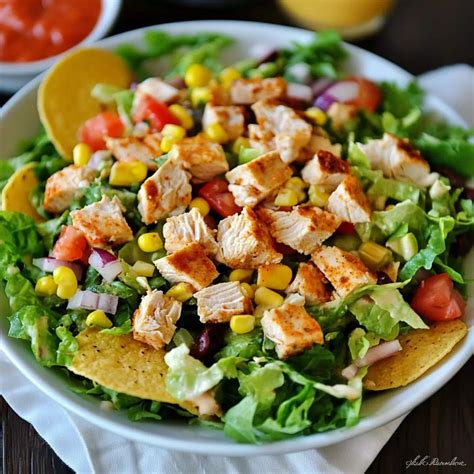Easy & Delicious Chicken Taco Salad with Creamy Dressing