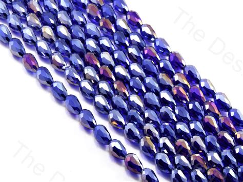 Blue Transparent Rainbow Drop / Briolette Shaped Crystal beads