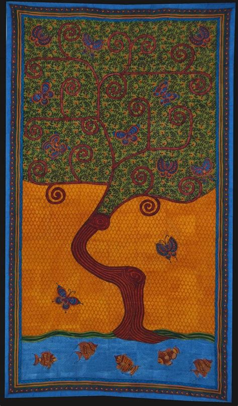"Tree Of Life 1": Yellow Orange Printmaking by Jasminder Kaur – ArtZolo.com