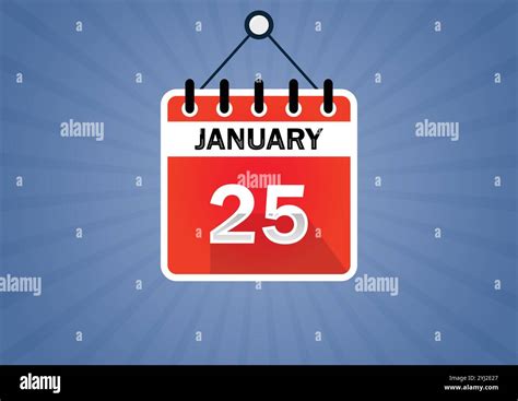 January 25, Calendar hanging sign. 25th days of the month, modern ...