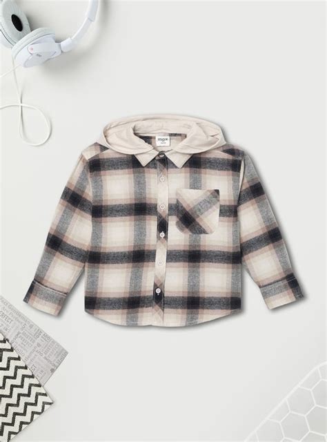 Buy Boys Checked Hooded Shirt Online at just Rs. 649.0 - 1000016070243 ...