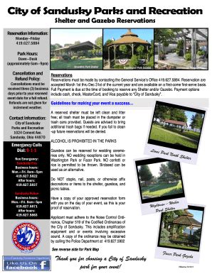 Fillable Online 2013 Shelter and Gazebo Rental Form - New ... - City of ...