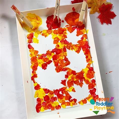 Easy Pom Pom Leaf Resist Art for Fall - Happy Toddler Playtime