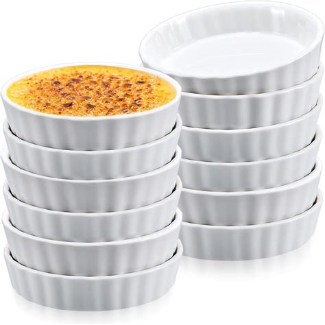 Amazon.com: Layhit 12 Pieces 7 oz Creme Brulee Ramekins Quiche Baking ...