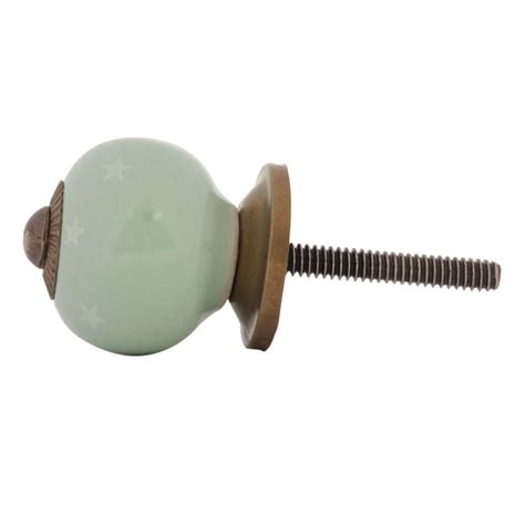 Sage Green White Tiny Star Pattern Cabinet Knobs