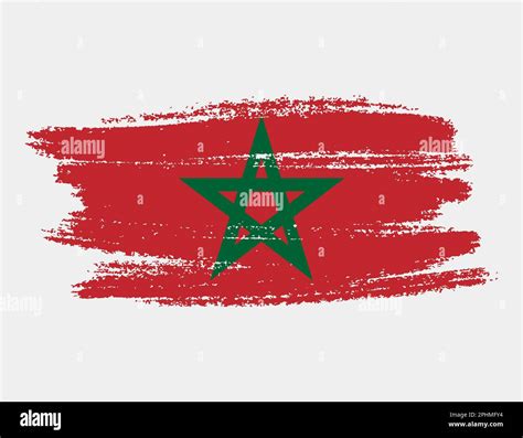 Artistic grunge brush flag of Morocco isolated on white background ...