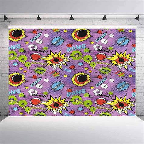 Buy 7x7FT Vinyl Photo Backdrops,Superhero,Comic Bubble Words Kids ...