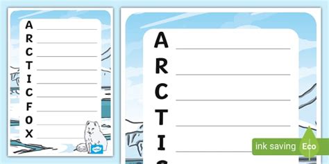 Arctic Fox Acrostic Poem Template (teacher made) - Twinkl