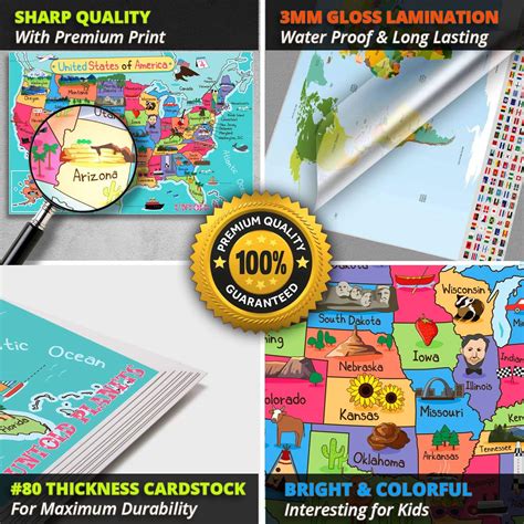 Glow in The Dark World Map Wall Poster For Kids - 16 x 24 Inch ...