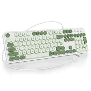 Amazon.in: Buy Ussixchare Wired Typewriter Keyboard Full Size Green ...