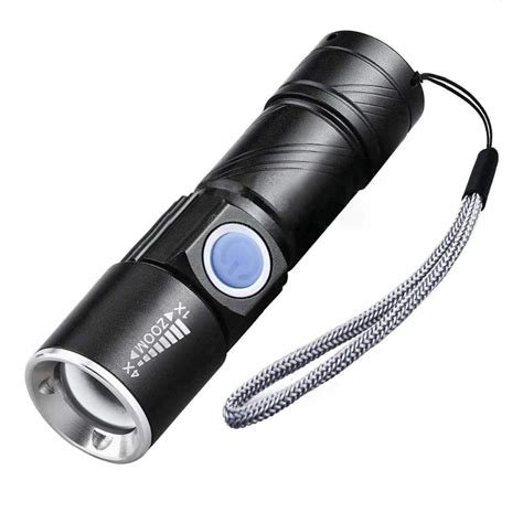 Aryshaa New Focus USB Rechargeable LED Flashlight Handy Torch in Black ...