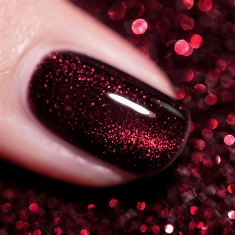 Rarjsm Black and Red Shiny Cat Eye Nail Gel Polish | Red nails glitter ...