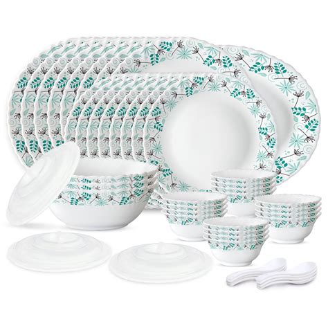 Larah by Borosil Silk Series Stardust Opalware Dinner Set | 47 Pieces ...