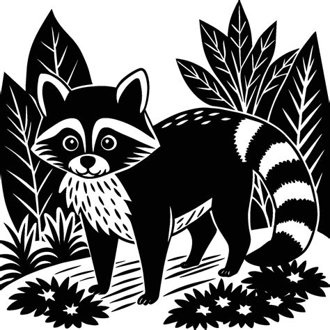 Raccoons silhouette black white illustration 45110240 Vector Art at Vecteezy