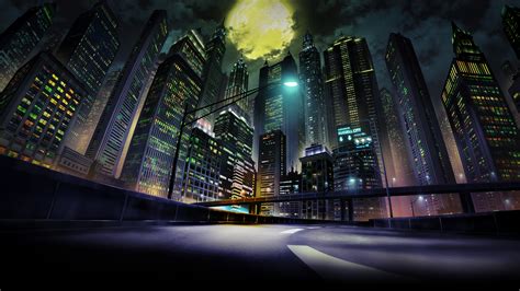 Moonlit Anime Cityscape: Garo Vanishing Line HD Wallpaper