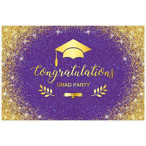 Buy Allenjoy 68" x 45" Gold and Purple Congrats Grad Backdrop Class of ...